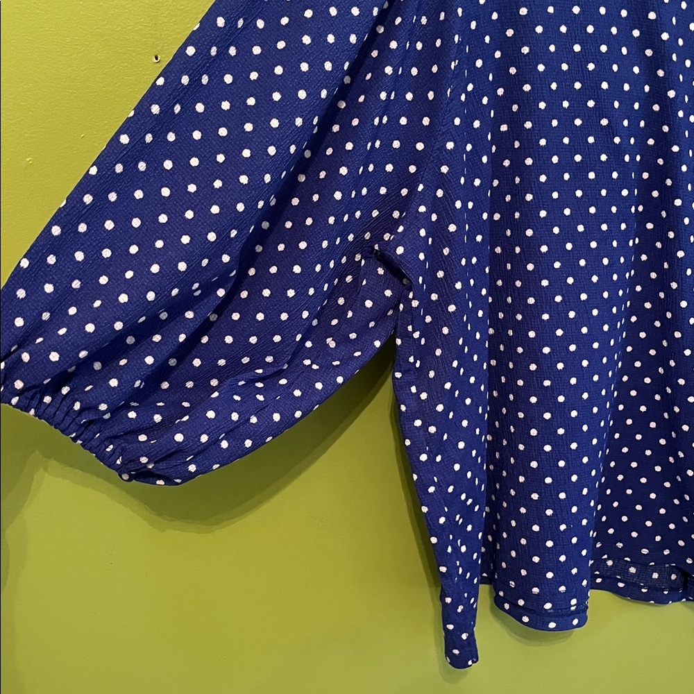 Vince Camuto Royal Blue Polka Dot Blouse - Picture 2 of 5